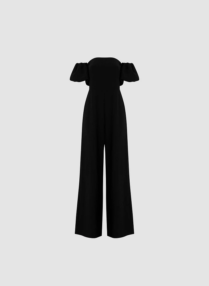 Puff Sleeves Wide Leg Jumpsuit