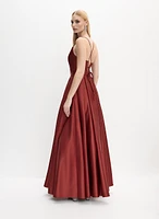 Satin Lace-Up Back Gown