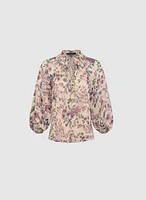 Floral Frilled Neck Blouse