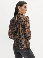 Animal Print Mesh Top