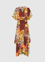 Patchwork Print Maxi Dress