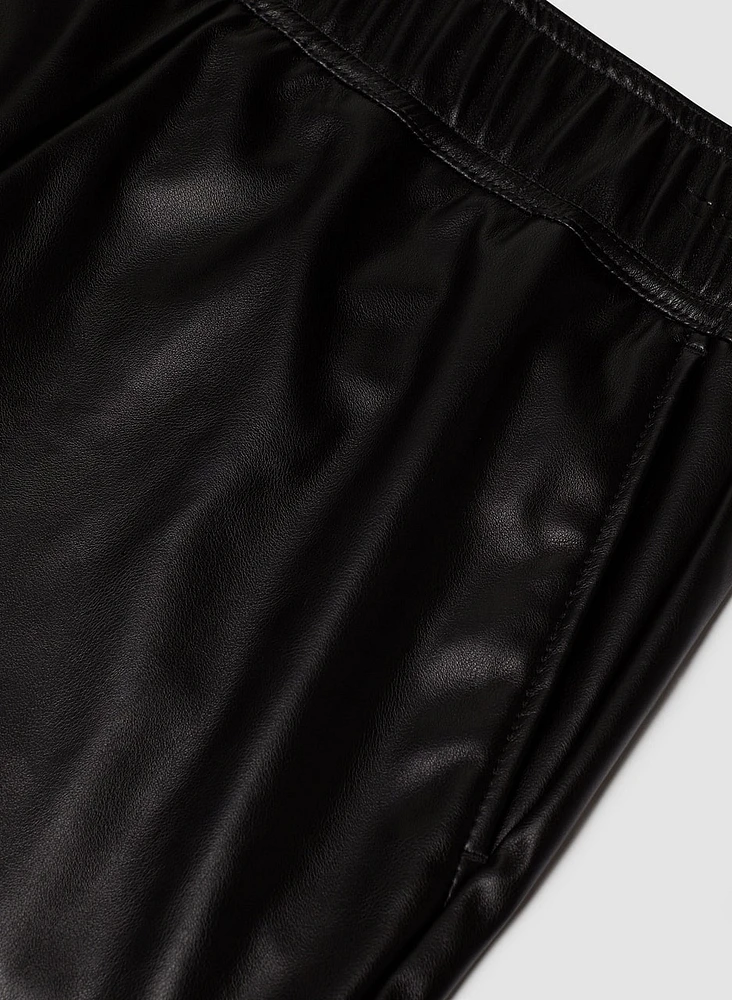 Vegan Leather Pull-On Pants