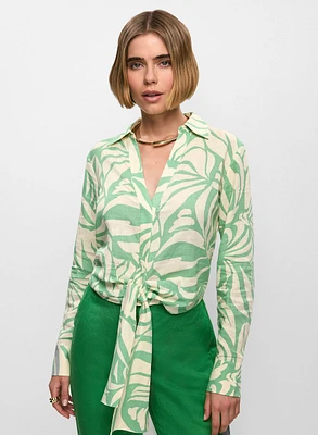 Blouse nouée à l'avant motif abstrait