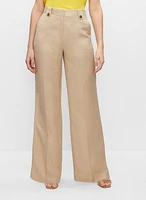 Linen-Blend Wide Leg Pants