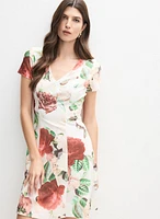 Robe florale à manches courtes