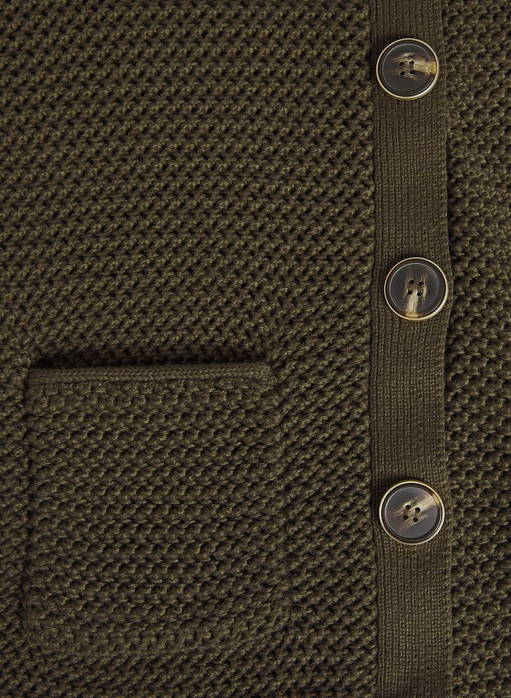 Cropped Crew Neck Cardigan