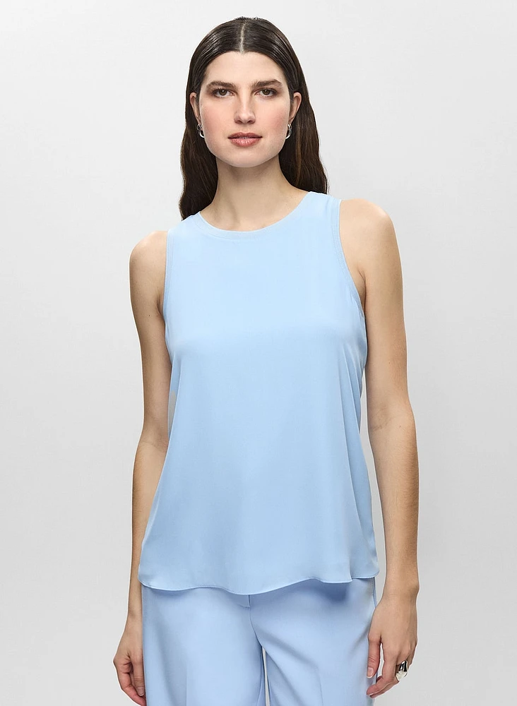 Sleeveless Crew Neck Blouse