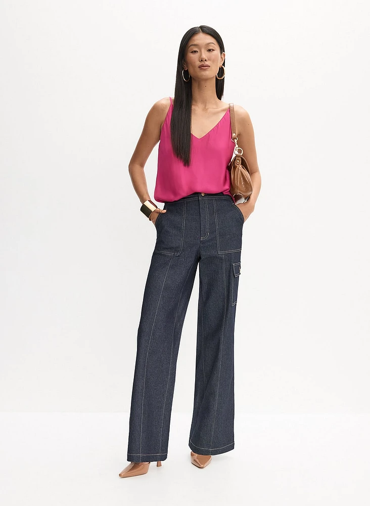 Satin Camisole & Cargo Jeans