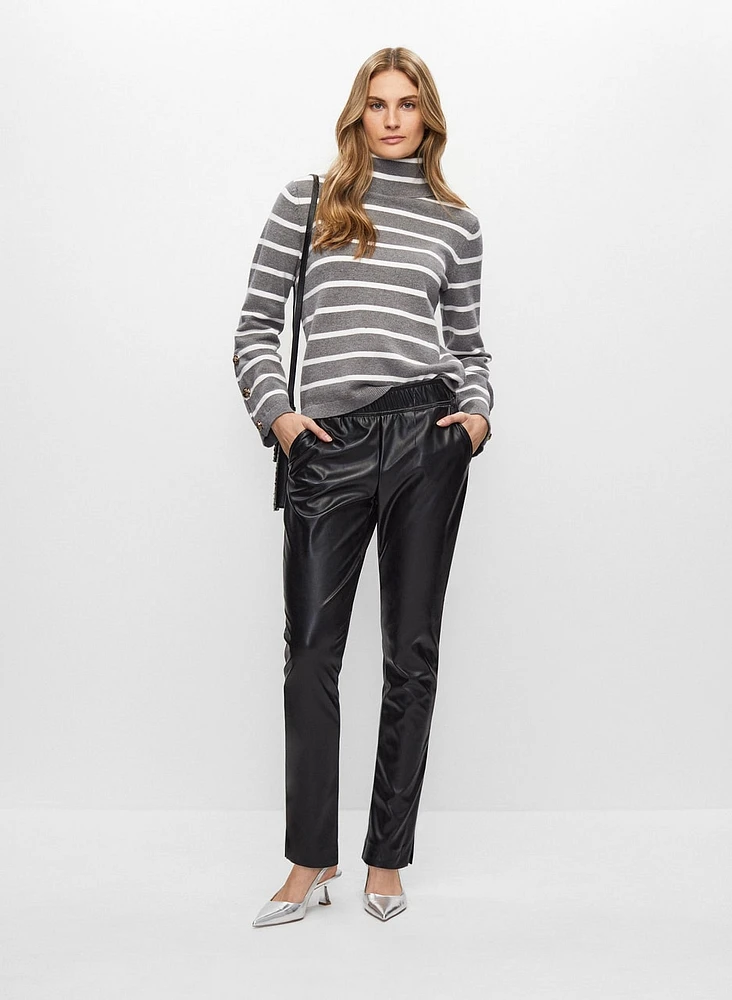 Vegan Leather Pull-On Pants