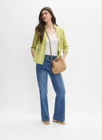 Linen-Blend Crosshatch Detail Blouse