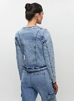 Frayed Trim Denim Jacket