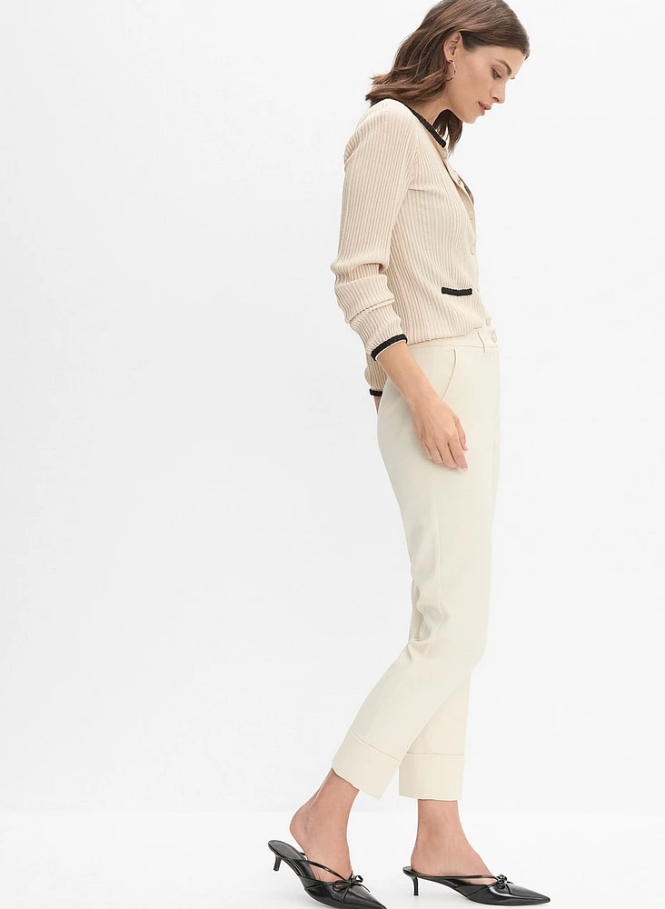 Pantalon droit à ourlet replié