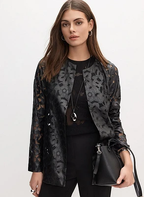 Floral Vegan Leather Jacket