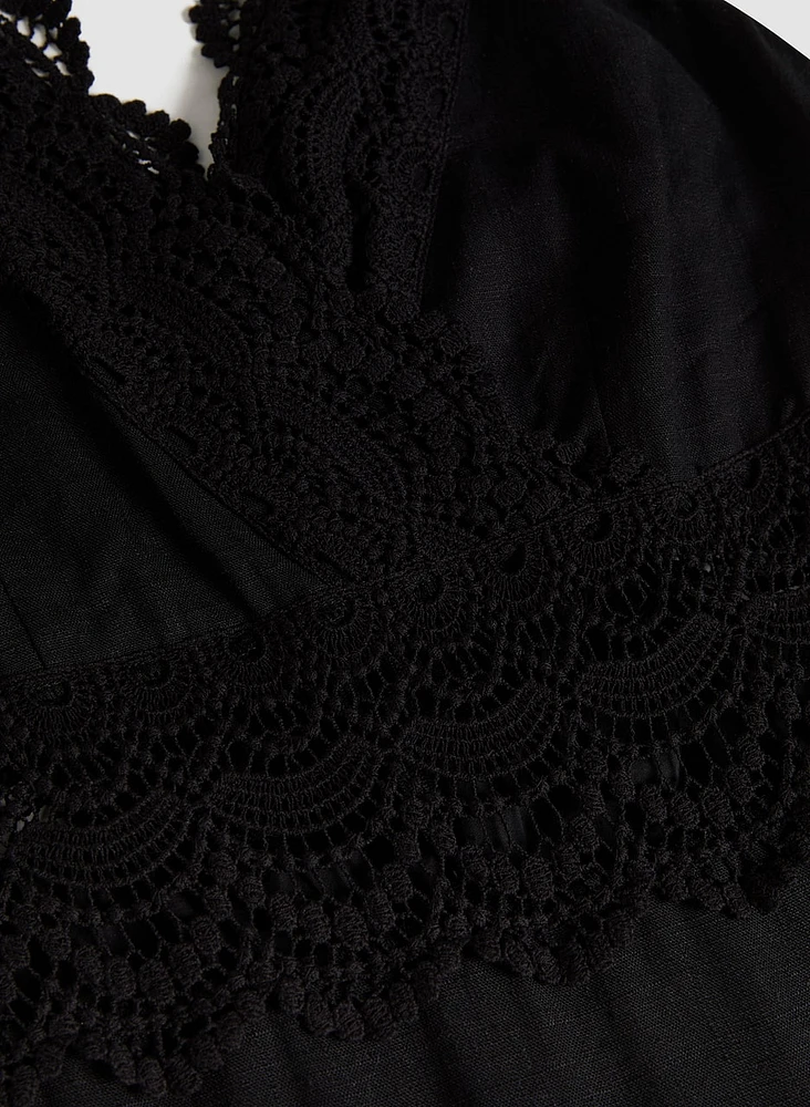 Robe à dentelle en mélange de lin