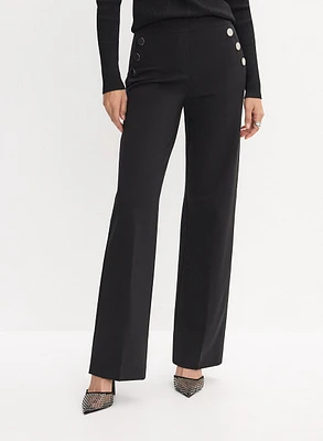 Button Detail Flare-Leg Pants