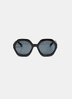 Rounded Geometric Frame Sunglasses