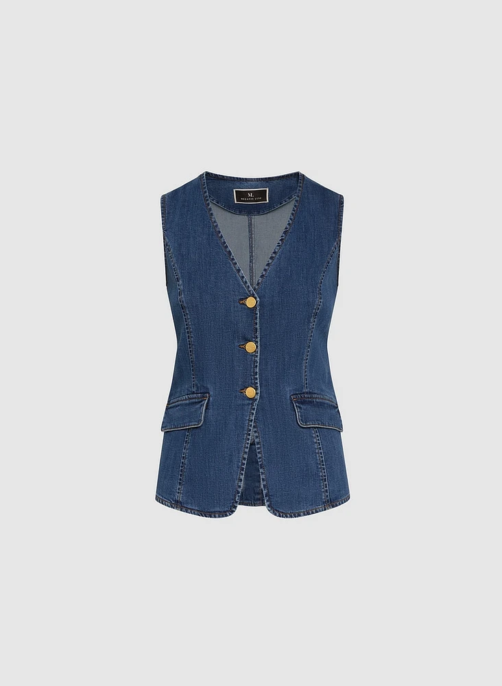 Denim Button-Down Vest