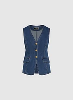 Denim Button-Down Vest