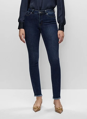 Frayed Hem Slim Leg Jeans