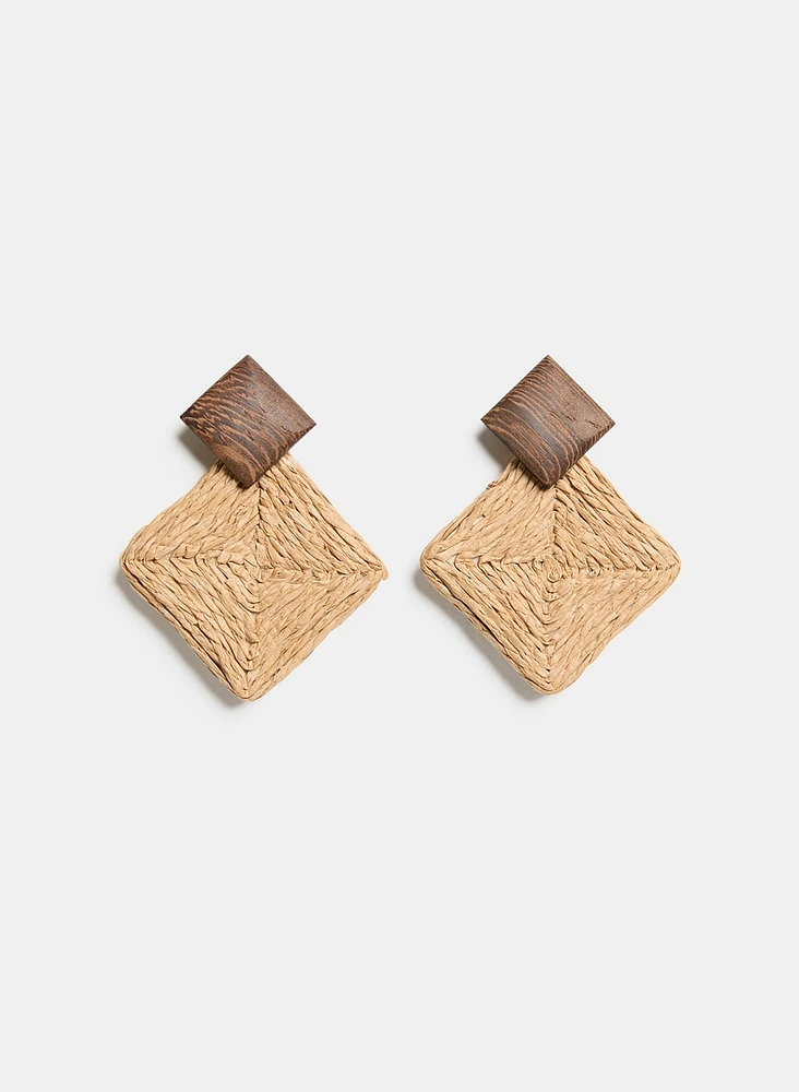 Raffia Button Earrings