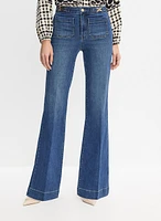 Patch Pocket Flare-Leg Jeans