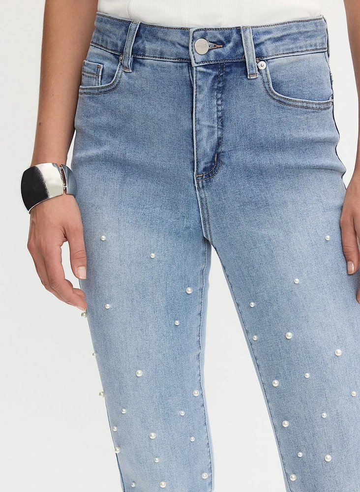 Pearl Detail Slim Leg Jeans