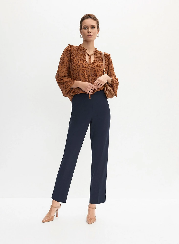 Leopard Print Blouse & Straight Leg Pants