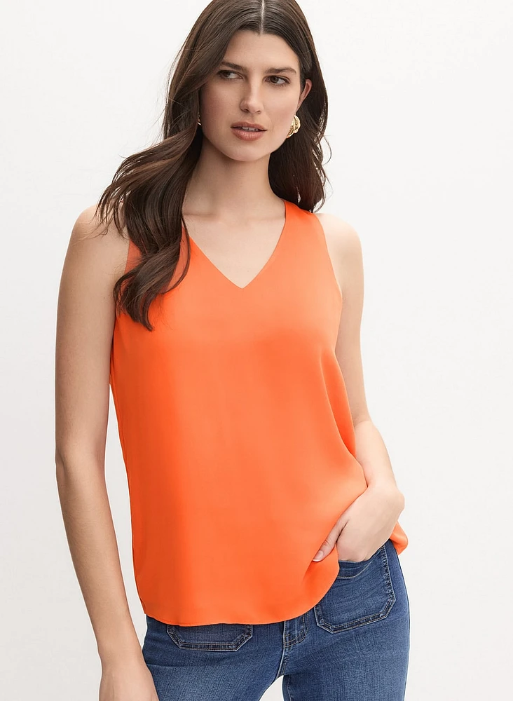 Blouse sans manches en crêpe