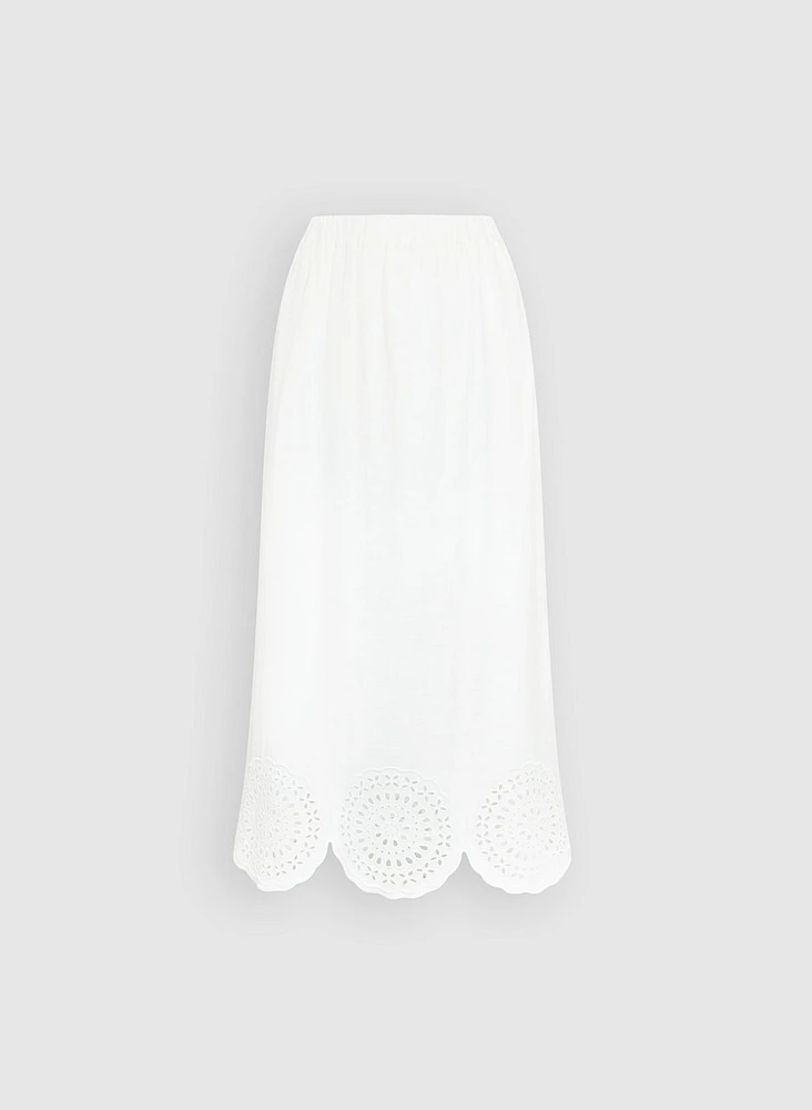 Scalloped Hem Maxi Skirt