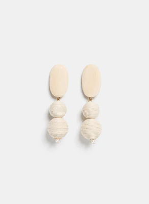 Wood & Cord Tiered Earrings