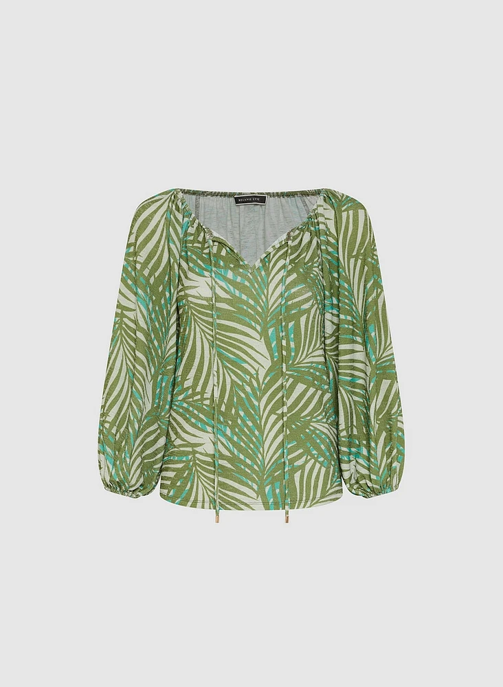 Palm Leaf Print Blouse