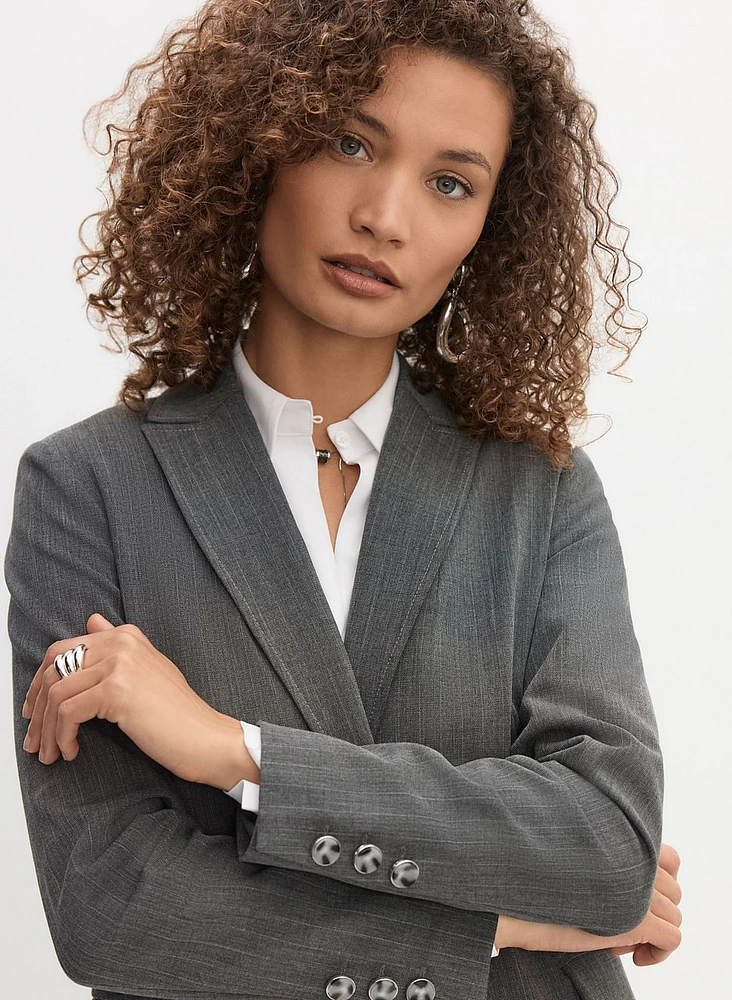 Pinstripe Single-Button Blazer