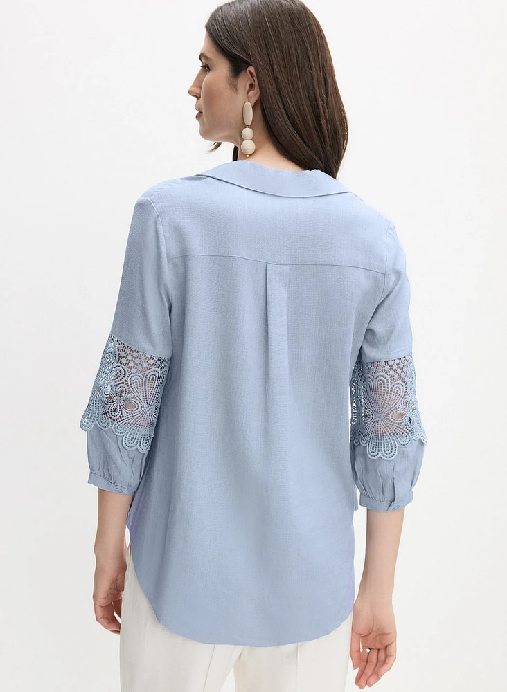 Blouse à détail crochet aux manches