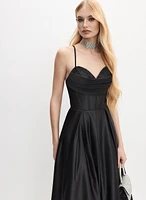 Ruched Satin Ballgown Dress