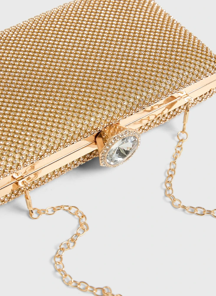 Crystal Embellished Rectangular Clutch