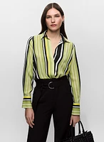 Striped Wrap-Style Blouse