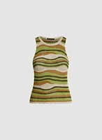 Striped Sleeveless Open-Knit Top