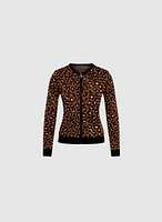 Zip Front Leopard Print Cardigan