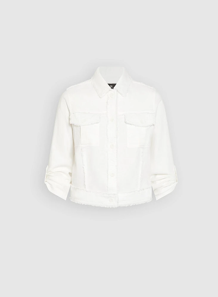 Frayed Linen-Blend Jacket