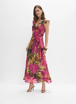 Robe florale à volants