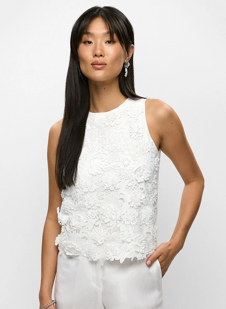 Lace Insert Sleeveless Top