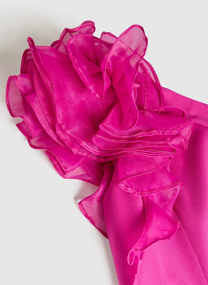 Ruffled One-Shoulder Dress