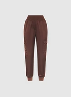 Pull-On Satin Cargo Pants
