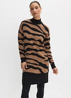 High Neck Animal Print Dress