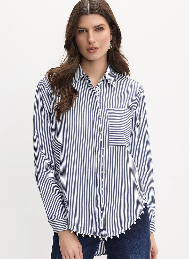 Joseph Ribkoff - Striped Pearl Detail Blouse