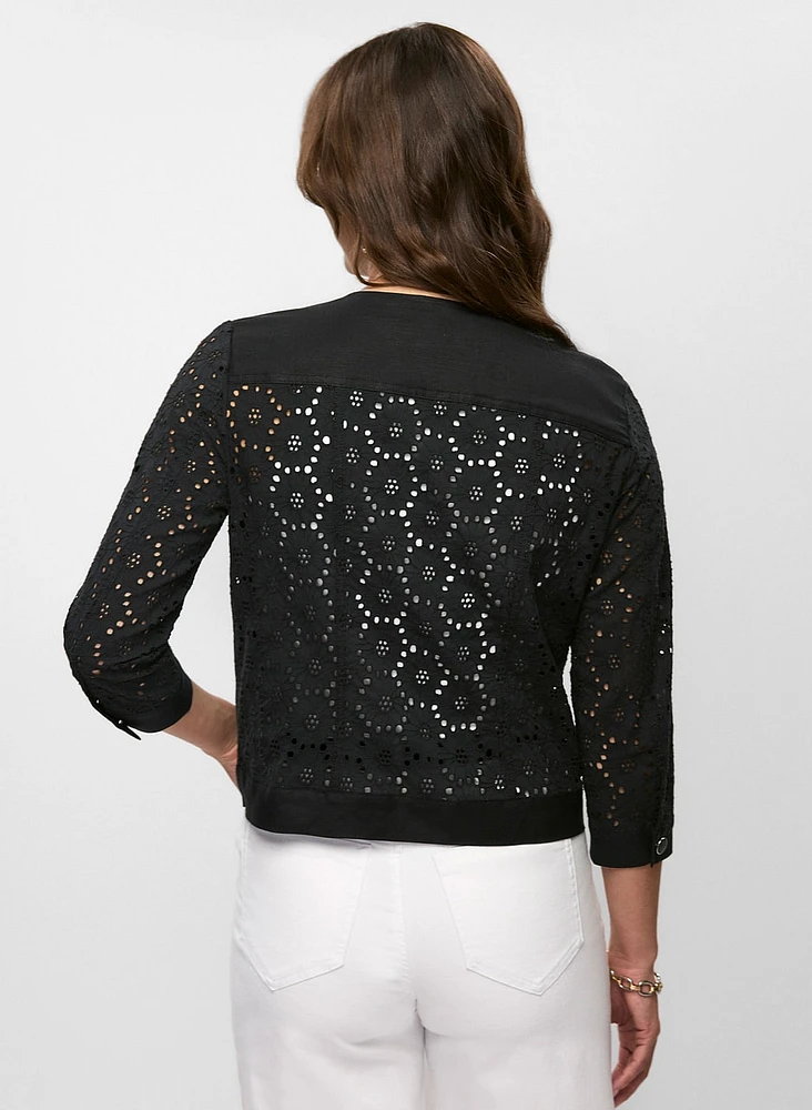 Linen-Blend Lace Jacket