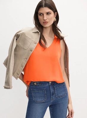 Blouse sans manches en crêpe