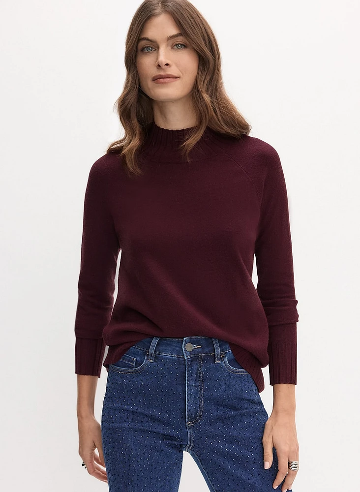 Mock Neck Rib Knit Sweater