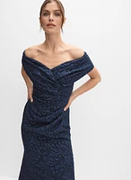 Off-The-Shoulder Jacquard Dress