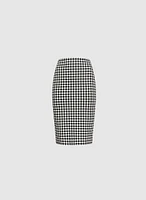 Houndstooth Print Pencil Skirt